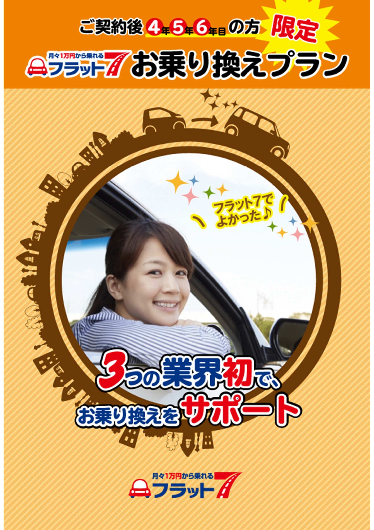フラット7早期お乗り換えプランのご案内💁‍♀️｜藤枝市カーリース専門店ならフラット７藤枝